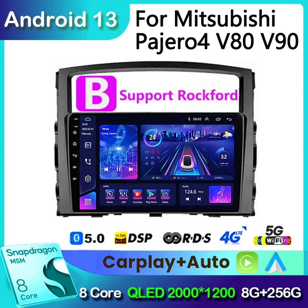 

for Mitsubishi Pajero 4 V80 V90 2006 - 2014 2 Din Android 10 Cooling Fan Car Radio Multimedia Player Carplay Auto GPS Navigation