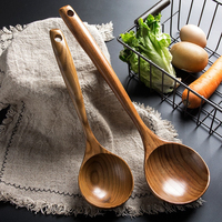 35cm Wooden Soup Spoon Large Soup Ladle Long Handle Kitchen Cooking Utensils Tableware Serving Tablespoons Home for Cooking