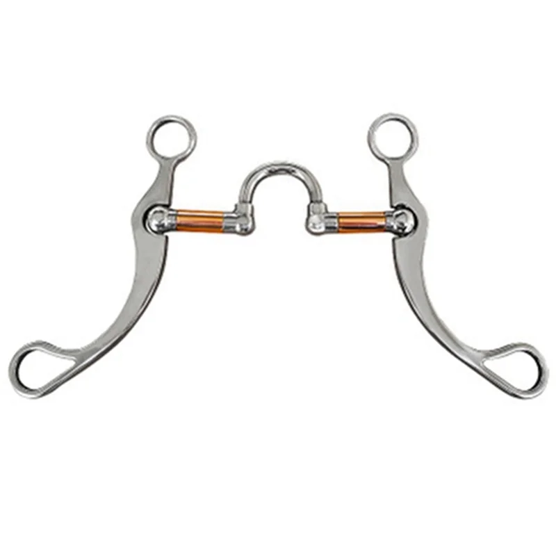 UJVS-Stainless Steel Snaffle Bit Horse Bits Western Snaffle Bits for Mouth Training Bit with Copper Port