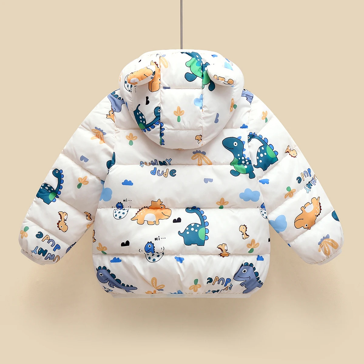 Hibobi-abrigo de algodón con capucha para niños, chaqueta de manga larga con patrón de dinosaurio, adecuado para niños menores de 5 años, Invierno