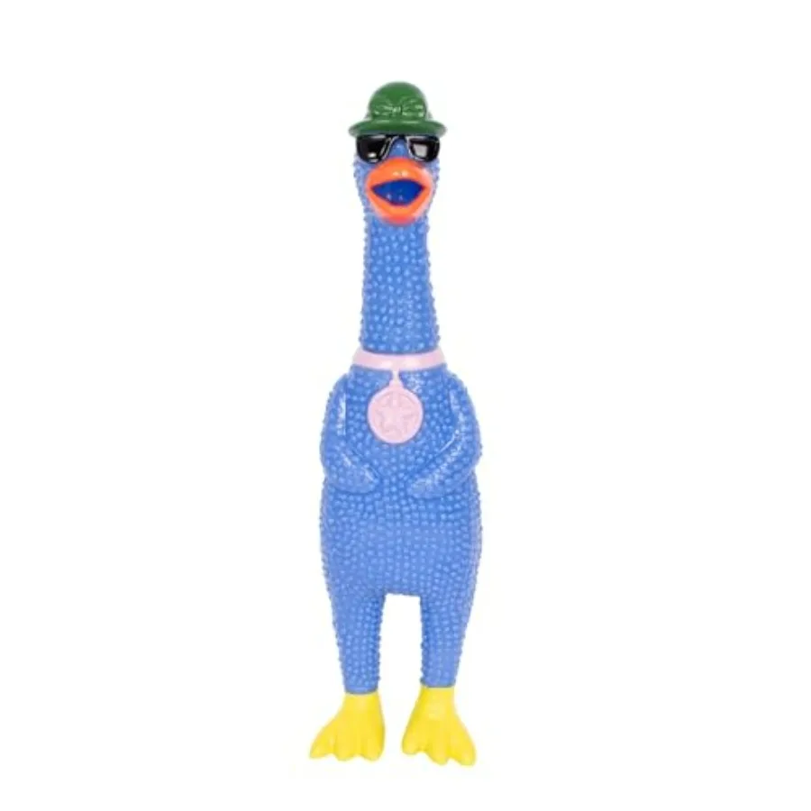 Screaming Chicken 12 squeeze toy for pranks and gag gifts, textured sensory design, assorted colors and funny outfits, loud scr