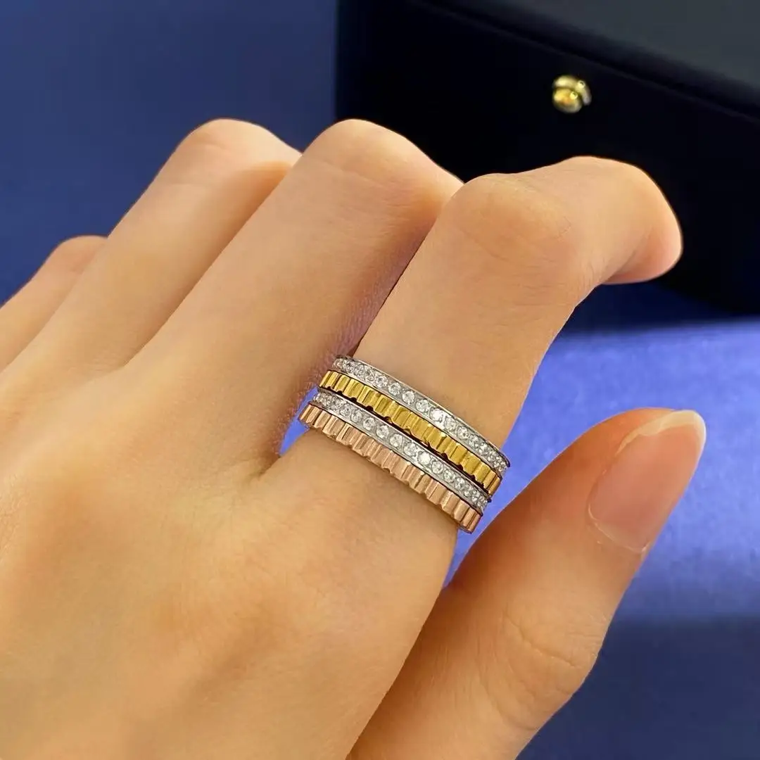 

High Quality French Square Gear Rotating Men's And Women's Rings, Gorgeous Moissanite Exquisite Holiday Engagement Party Gifts