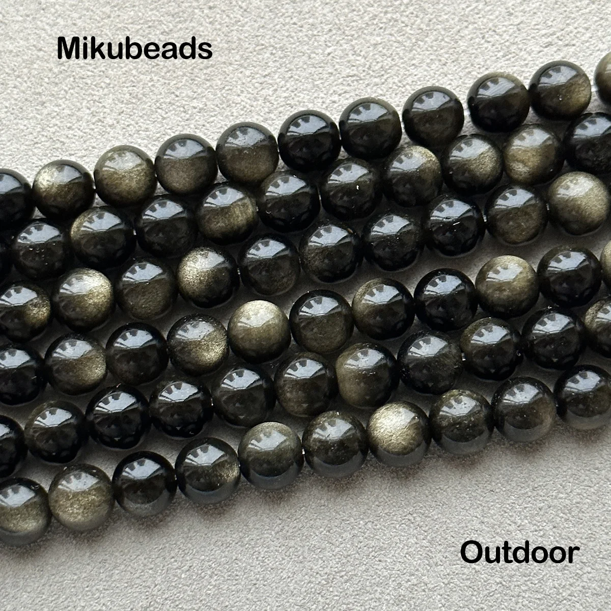 Perles rondes en obsidienne dorée naturelle, 5A, 6mm, 8mm, lisses, pour bijoux de direction, collier et bracelet à faire soi-même, vente en gros