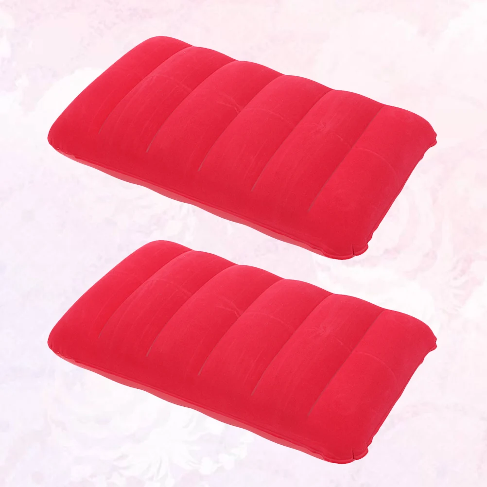 

Inflatable PVC Flocking Pillows Waist Cushion for Office Travel Nap Camping Ergonomic Design Anti Cervical Pain Lightweight