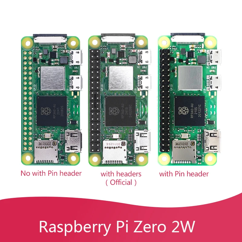 Raspberry Pi Zero 2W 1GHz Quad-core 64 bits Arm Cortex-A53 CPU 512MB SDRAM Bluetooth BLE e WiFi Pi 0 2 W com kit de caixa de cabeçalho de pino