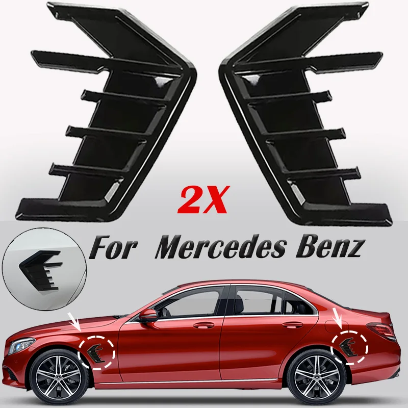 2pcs Car Air Flow Fender Hood Cover TrimSide Wing Decals Body Shark Gill for Mercedes C Class W202  W204 W205 W206 C260 C200 AMG