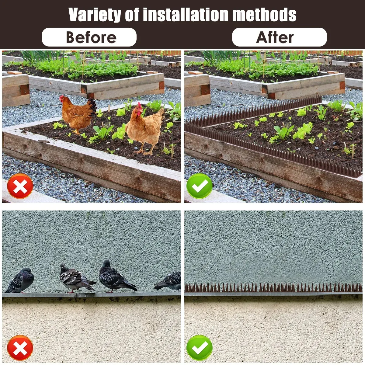 12Pcs Anti Climb Bird Spikes Fence Wall Spikes Stop Birds and Cats Sitting on Fence Cat Repellent Spike for Deterrent Burglar