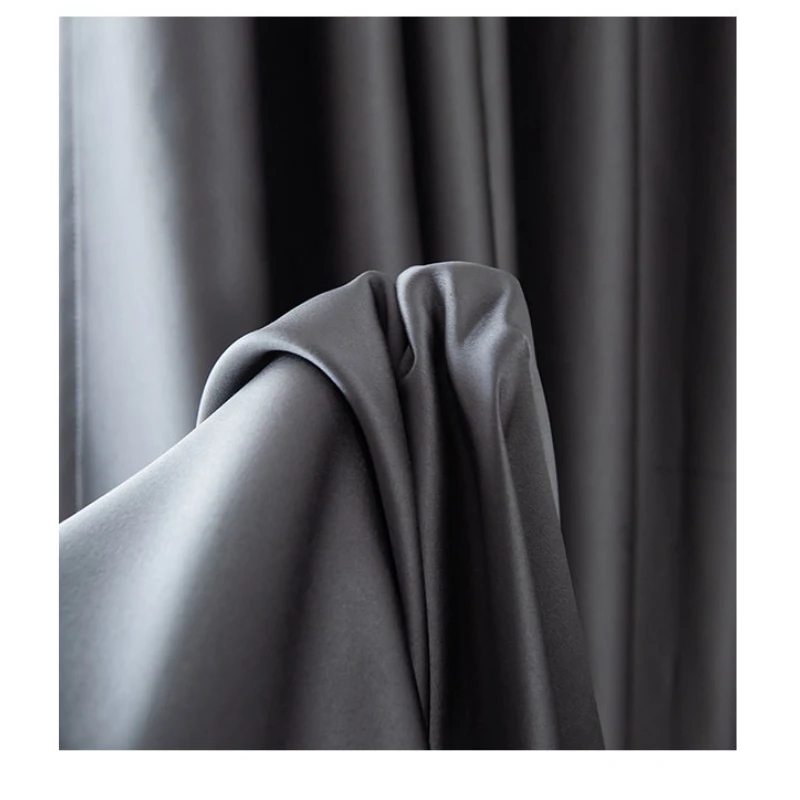 

Nordic modern matte solid color satin tribute brocade curtain black silk blackout brocadeCurtains for Living dining room bedroom