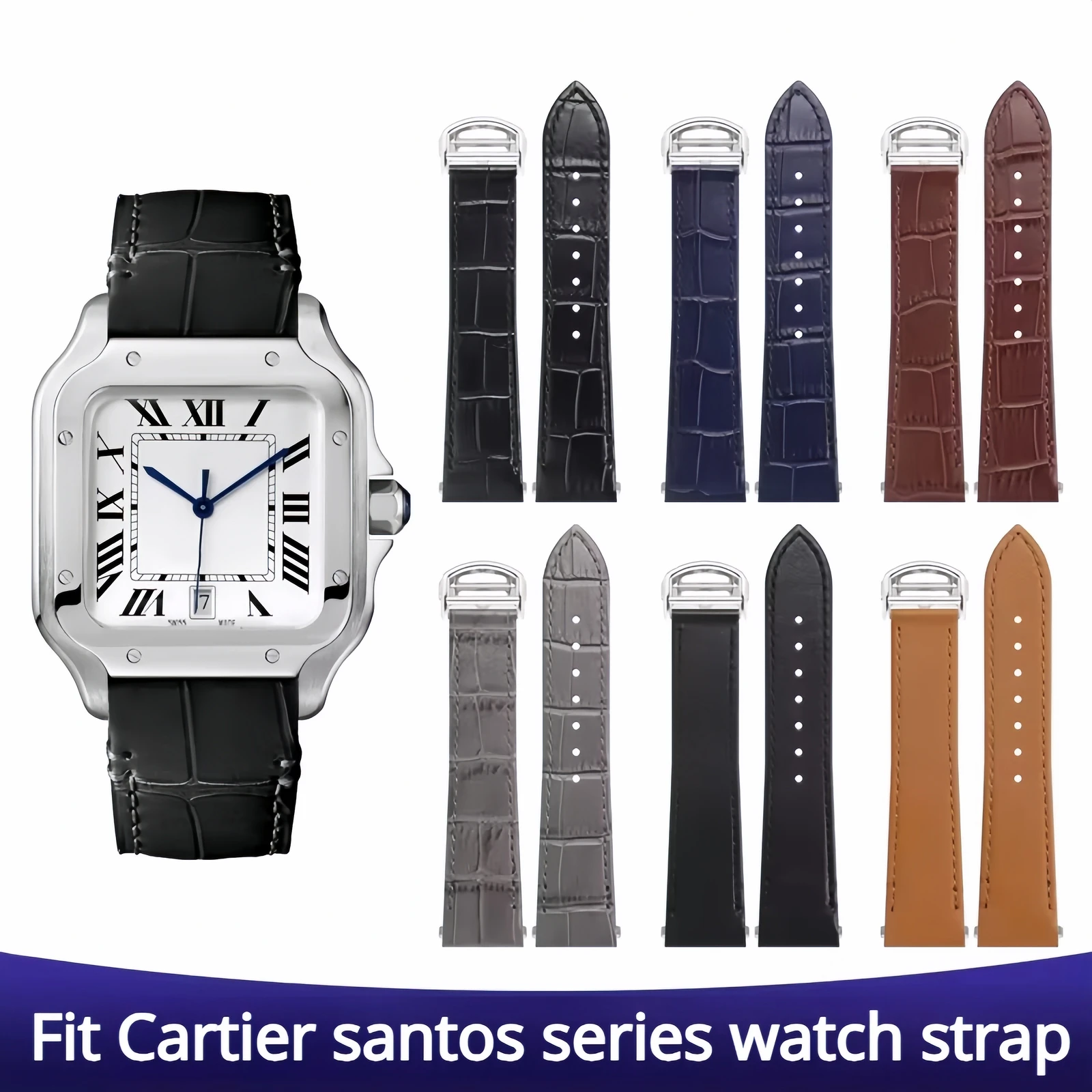 

Для Cartier Santos WSSA0010 WSSA0018 Высококачественный ремешок для часов из воловьей кожи 19 мм 21 мм мужской и женский быстросъемный ремешок из натуральной кожи