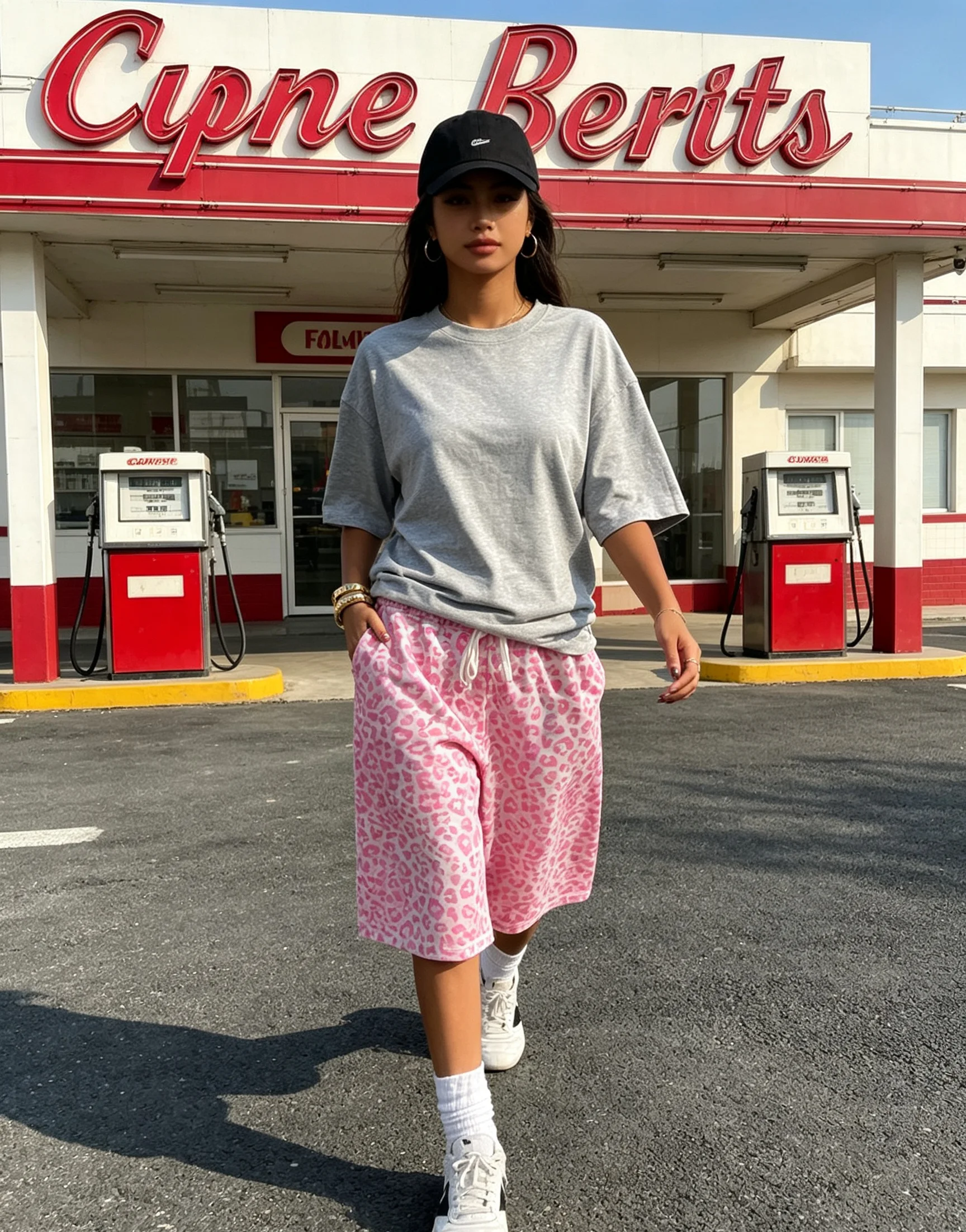 Y2K Leopard Print High Waist Sweat Shorts Women Wide Leg Casual Streetwear Summer Loose Shorts