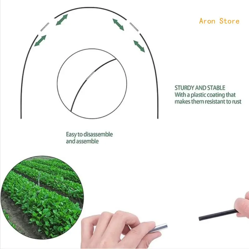 

Garden Hoops for Row Cover Greenhouse Frame Garden Hoops Plastic Coated Hoops Rust-Free Grow Tunnel Support Hoops H3CF