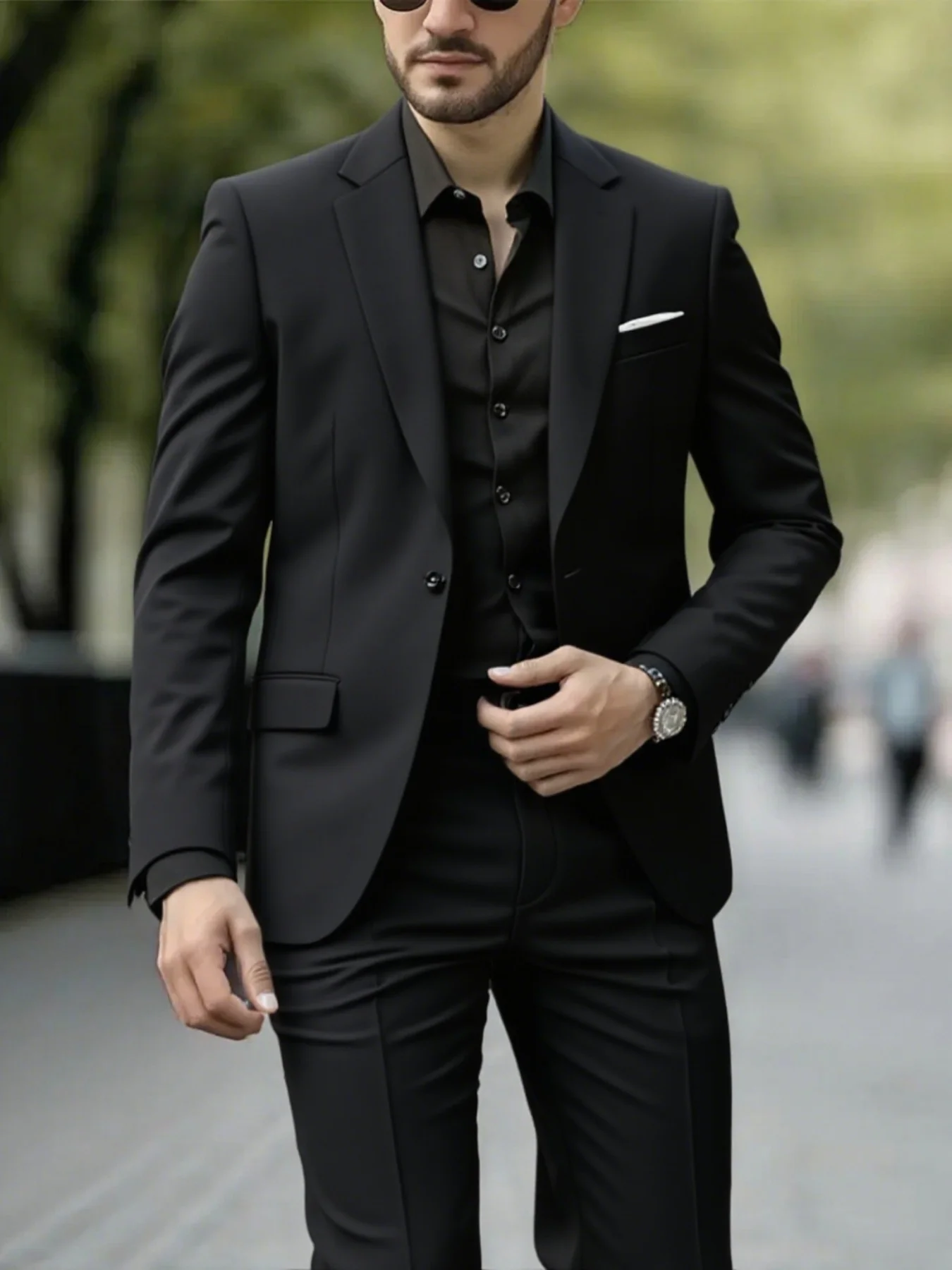 

2pcs Men's Formal Wear Suit Set, Jacket And Trousers, Classic Design for Wedding, Party And Business Meeting