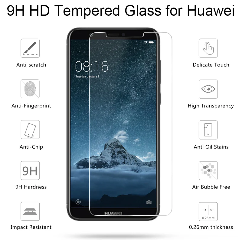 2PCS 9H Hard Protective FilmToughed Tempered Glass for Huawei Mate 20 Lite 10 Pro 9 8 7 Clear Screen Protector For Huawei Mate S