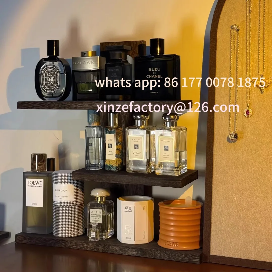 Espositore per profumo in vero legno vintage personalizzabile Portaoggetti per incenso multistrato da tavolo Ra Portabicchieri per cosmetici per la casa