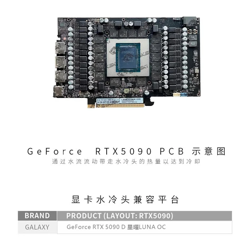 Bykski GPU Water Block for Galax GeForce RTX 5090D Boomstar LUNA OC Video Card /Prevent Corrosion /Dense Waterways N-GY5090DXY-X