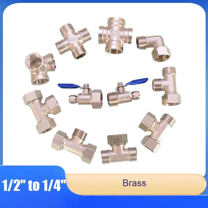 

4 Points To 2 Points PE Pipe Water Purification Ball Seat Bent Direct Elbow Tee Four-Way Joint Copper Electroplating