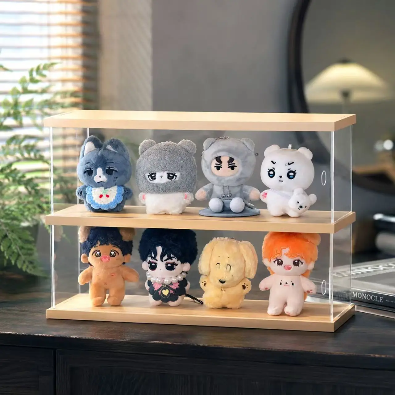 1-3 Tier Car Model Display Cabinet with Door, Assemble Clear Acrylic Storage Box for Toys, Action Figure Display Case