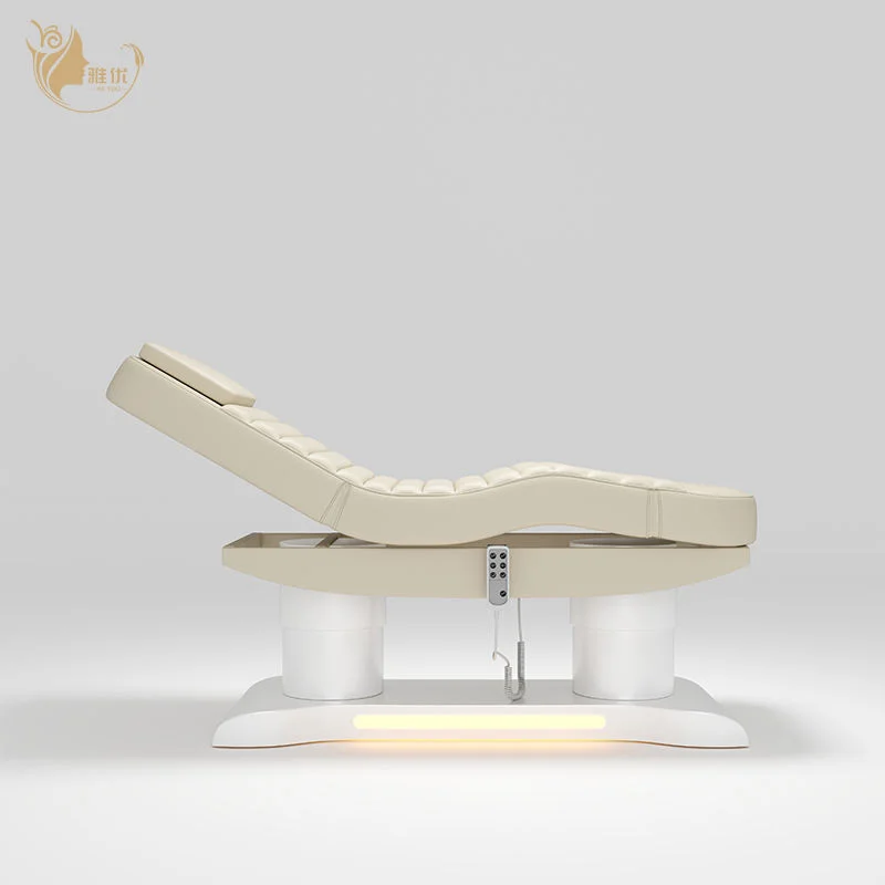 سرير تدليك التجميل الكهربائي الأبيض من Yayou لعلاجات الصالونات، سرير سبا قابل للتعديل