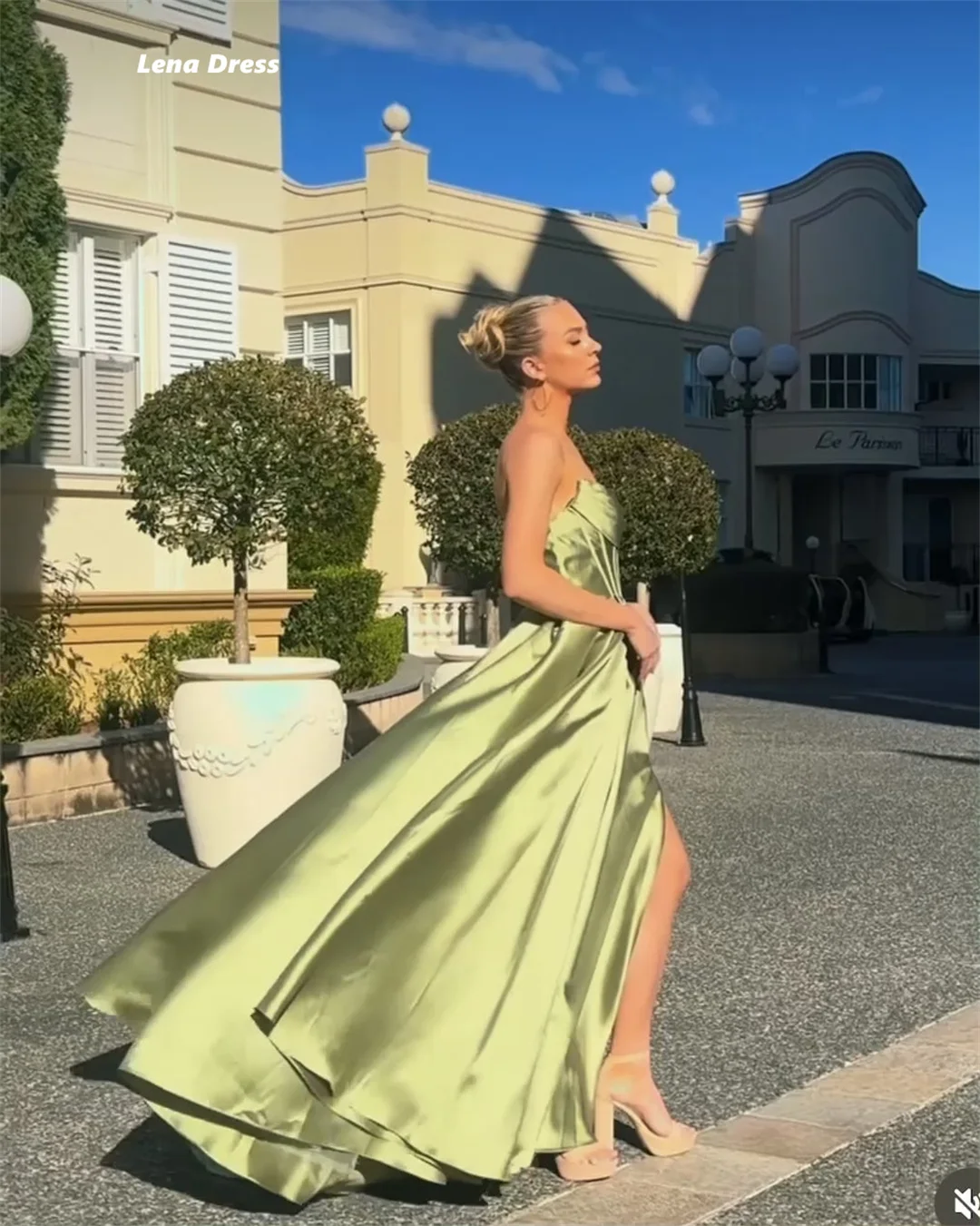 Lena-vestidos de noche saudíes con hombros descubiertos para ocasiones especiales, vestido de novia hecho a medida con abertura lateral, vestidos de baile de satén