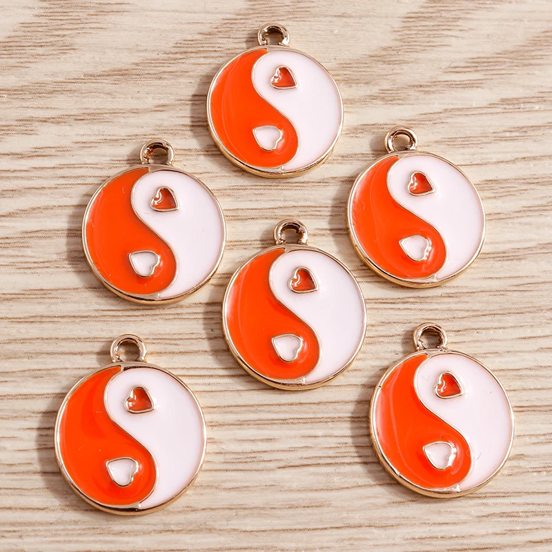 10 Stück 15 x 18 mm niedliche Emaille-Tai-Chi-Yin-Yang-Anhänger für die Schmuckherstellung, Halsketten, Ohrringe, Armbänder, DIY-Bastelzubehör – Detail 3