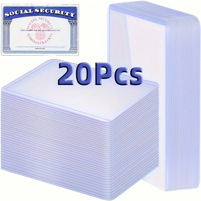 20 قطعة من أكمام البطاقات المقاومة للماء من مادة PVC الناعمة الشفافة - تناسب SSN وMedicare وبطاقات الائتمان وبطاقات الائتمان، قابلة للتحديد بسهولة