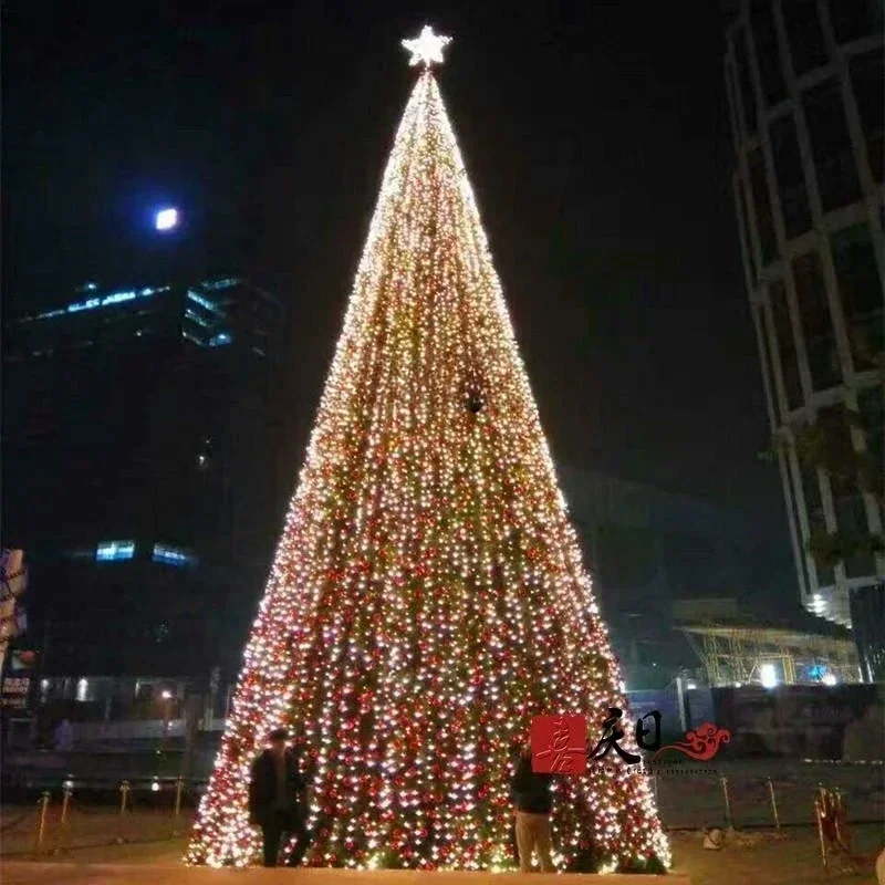 QQHYLarge Christmas Tree Frame 15m 12m 10m 4/6/7/8/9m Christmas Tree Mall Hotel Outdoor