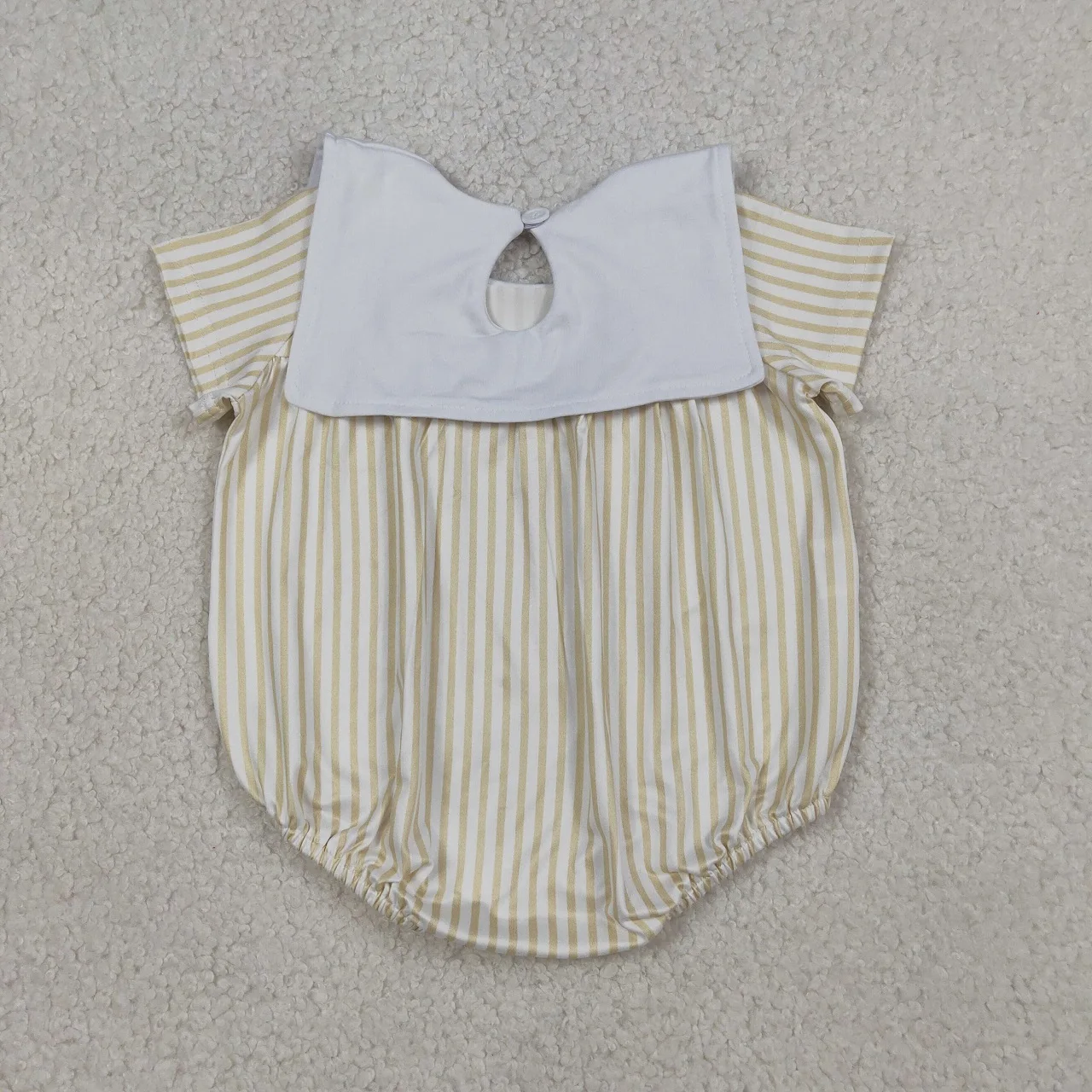 Wholesale Newborn Baby Boy Easter Cross Clothes Kids Toddler Short Sleeves Embroidery Infant Children Stripes Bubble Romper