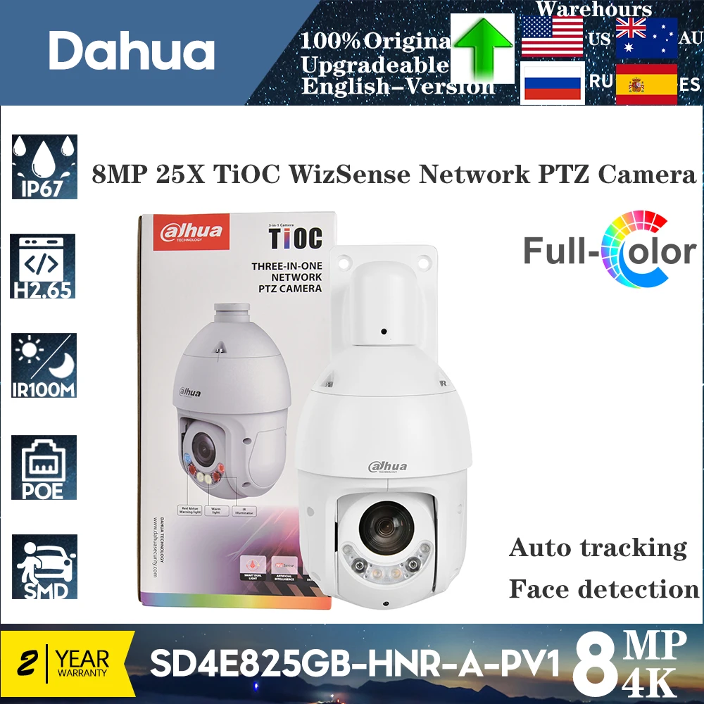 Dahua Serice  ptz original SD4E825GB-HNR-A-PV1 5-125mm 4K 8mp 25x tioc wizsense rede colorida aviso sonoro Movimento Dedection