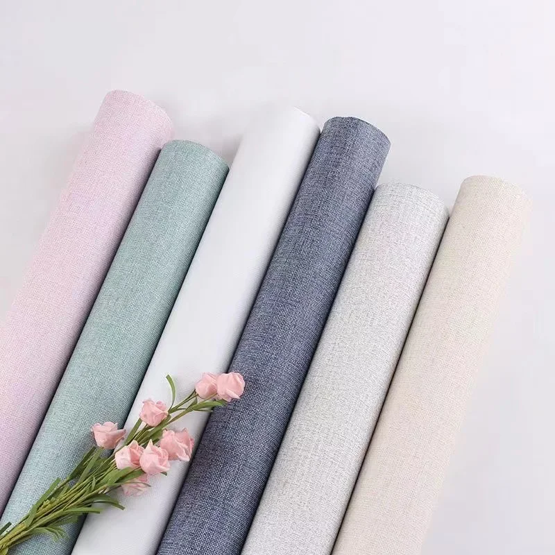 

Self-adhesive Wallpaper Waterproof Solid Color Linen Pattern Living Room Bedroom Room Cabinet Decoration Sticker