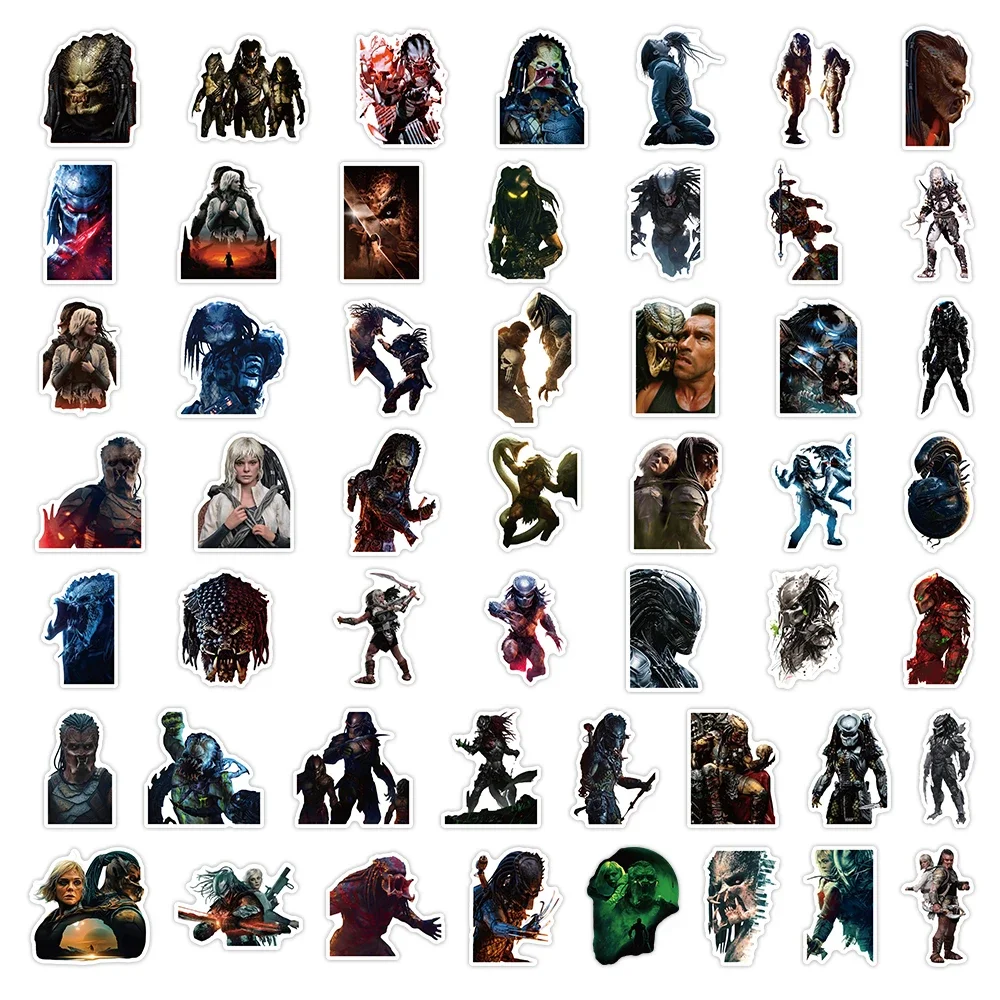 51PCS New Predator Horror Movie Stickers Monster Kids Toy DIY Skateboard Luggage Phone Fridge Car Motorcycle Decals Graffiti