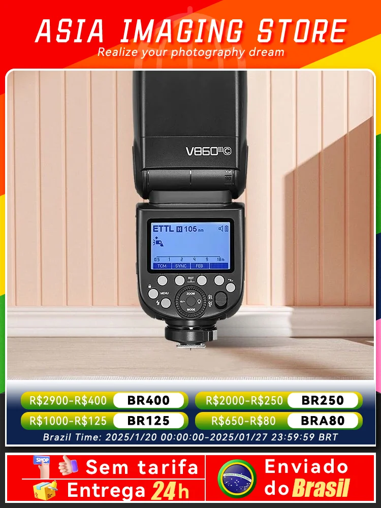 Do Brasil 카메라 플래시 라이트, Godox V860III TTL HSS 2.4G, Speedlite V860IIIC V860IIIN V860IIIS, Canon Sony Nikon V860 III