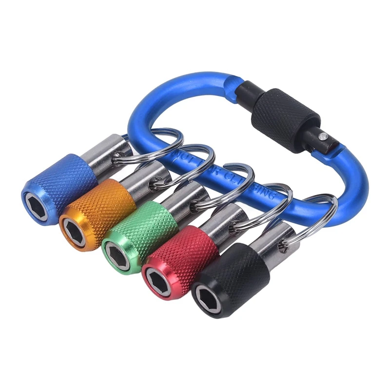 1/4 Bit Holder, Oxidation Resistant Good Compatibility Magnetic Socket Holder Metal Carabiner Portable Plating Blue Easy Install