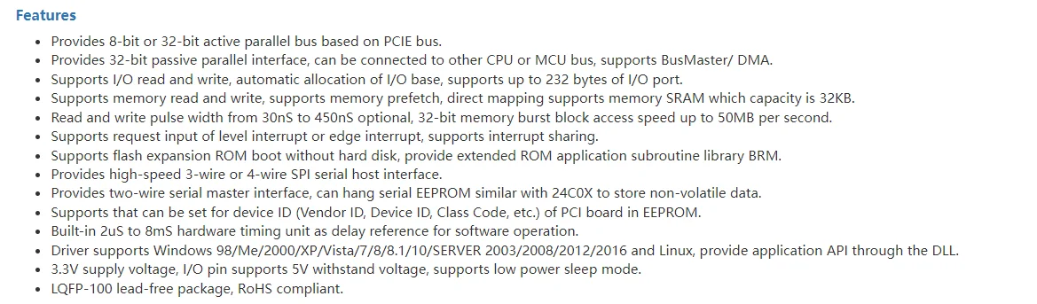 CH368 PCI-Express to 32-bit communication interfaces chip，CH368L PCIE Bus high-speed real-time, 5Pcs/Lot