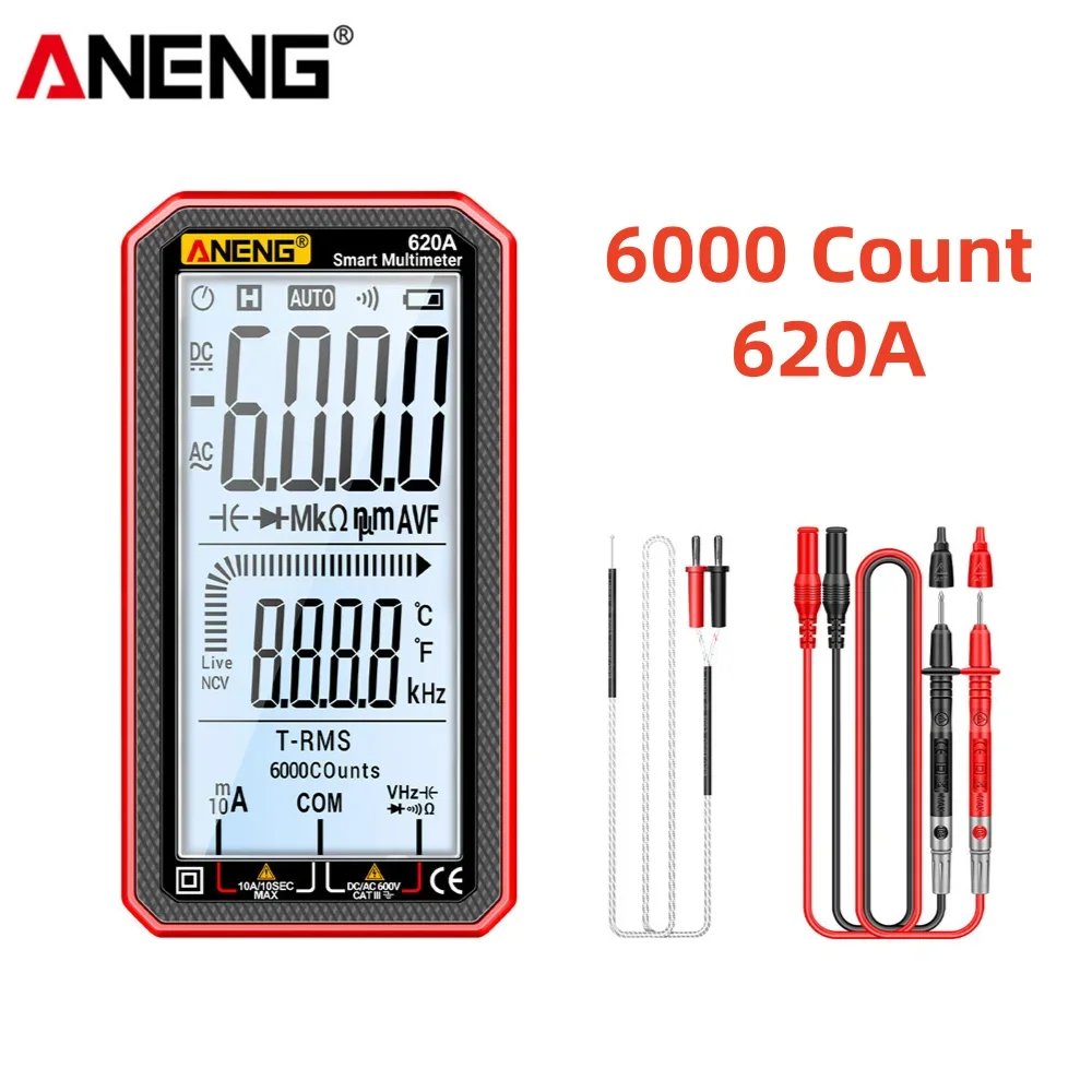 ANENG 620A 6000 Counts Smart Digital Multimeter Transistor Testers True RMS Auto Electrical Capacitance Meter Temp Resistance