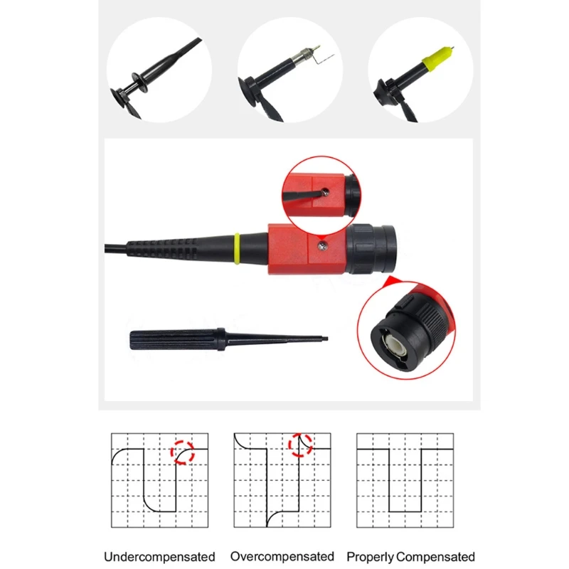 100X Digital High Voltage 2KV High Sensitivity Oscilloscope Clip Probe 100MHz Bandwidth Switchable Accessory Kit Clip