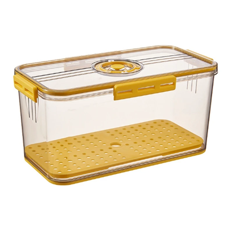 

Food Storage Refrigerator Timekeeping Organizer Box PET Kitchen Fridgekeeping Bins Yellow