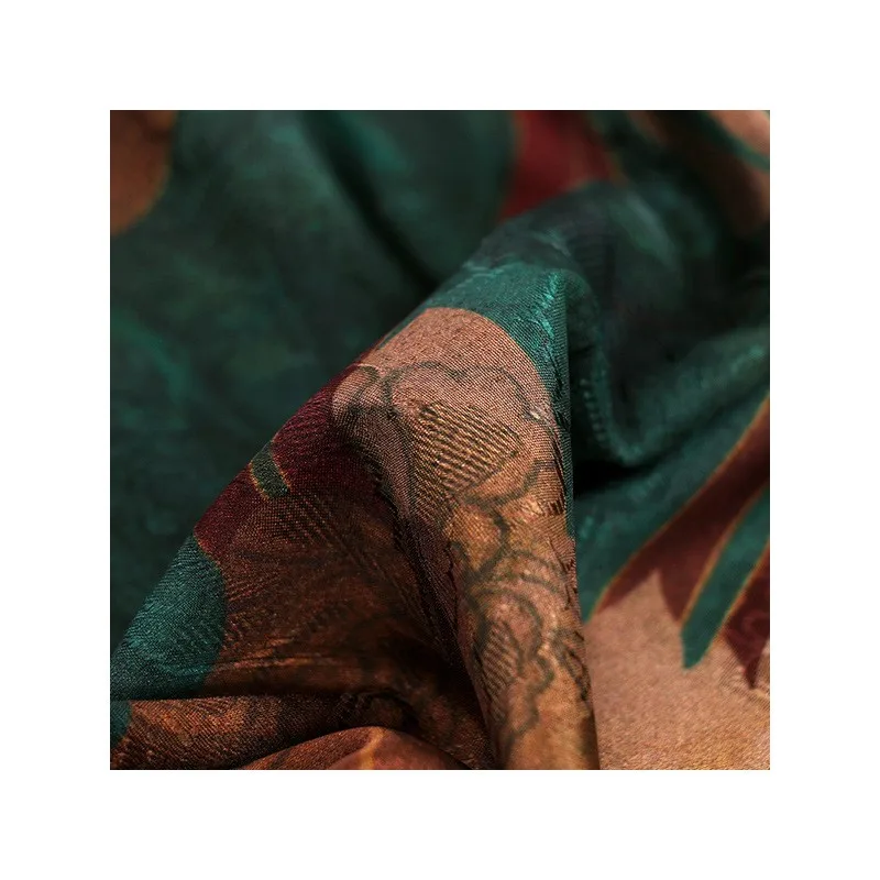 Красное платье Cheongsam из марлевой ткани с цветочным принтом, маленькая рубашка, одежда для среднего и пожилого возраста с принтом