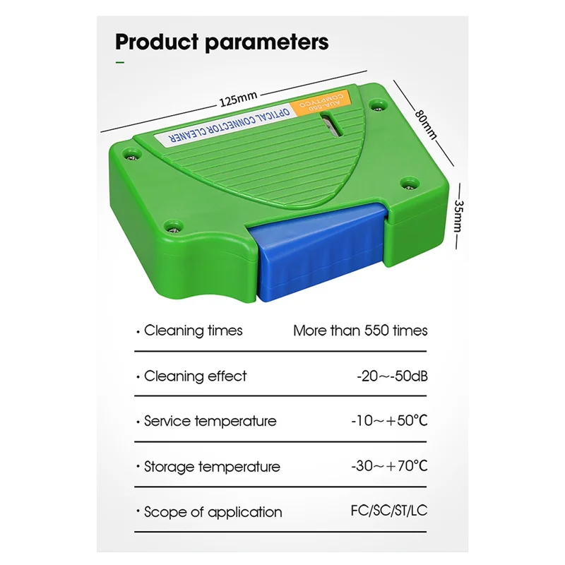 GYTB-الألياف نهاية صندوق تنظيف الوجه ضفيرة الأنظف كاسيت الألياف مسح أداة Ftth أدوات تنظيف الألياف البصرية ل SC/ST/FC/LC