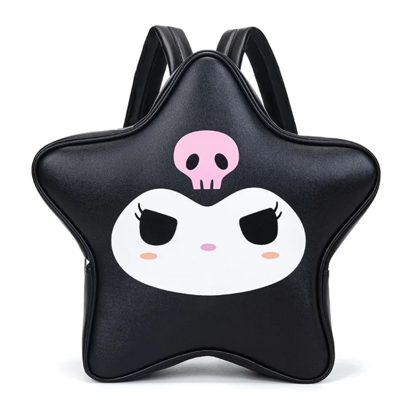 Sanrios Kuromi Cartoon PU Five-pointed Star Shape Backpack Anime Handbag Travel Bag Y2k Sweet Hot Girl Style Backpack