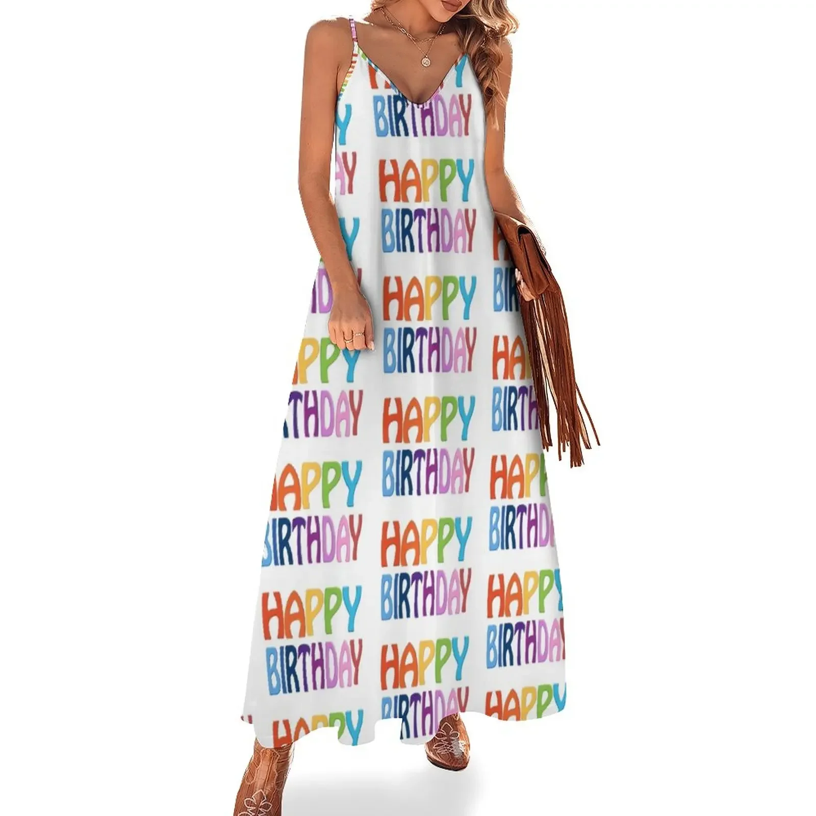 

Happy Birthday Sleeveless Dress summer dresses womens 2025 beach dress