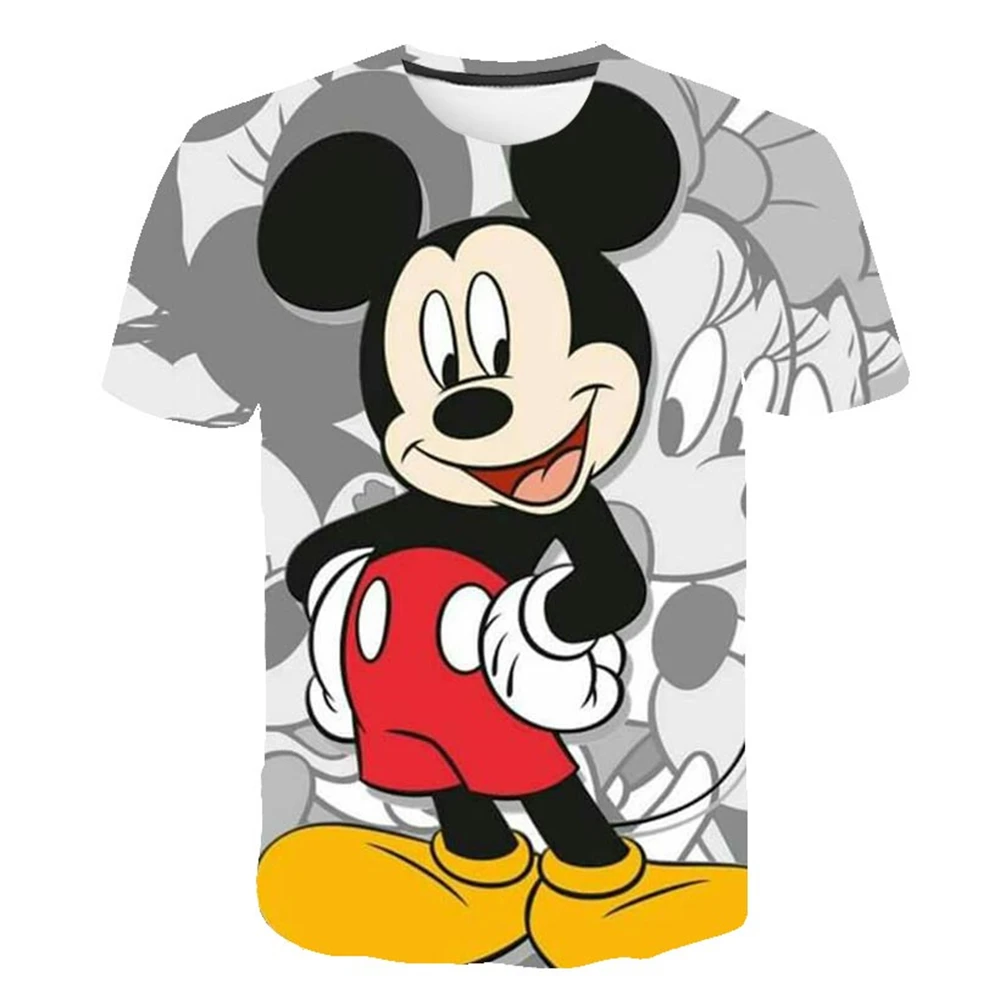 MINISO 2024 New Mickey Mouse Printed Kids Tshirt Summer Lovely Fashion Round Neck Short Sleeve T-Shirt Kids Adults Tops Clothing