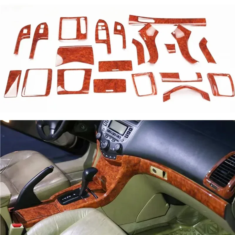 Wood Grain Color Cover Stickers Trim Panel Kit For Honda Accord 2003-2007 7th Generation Car Styling Accessories