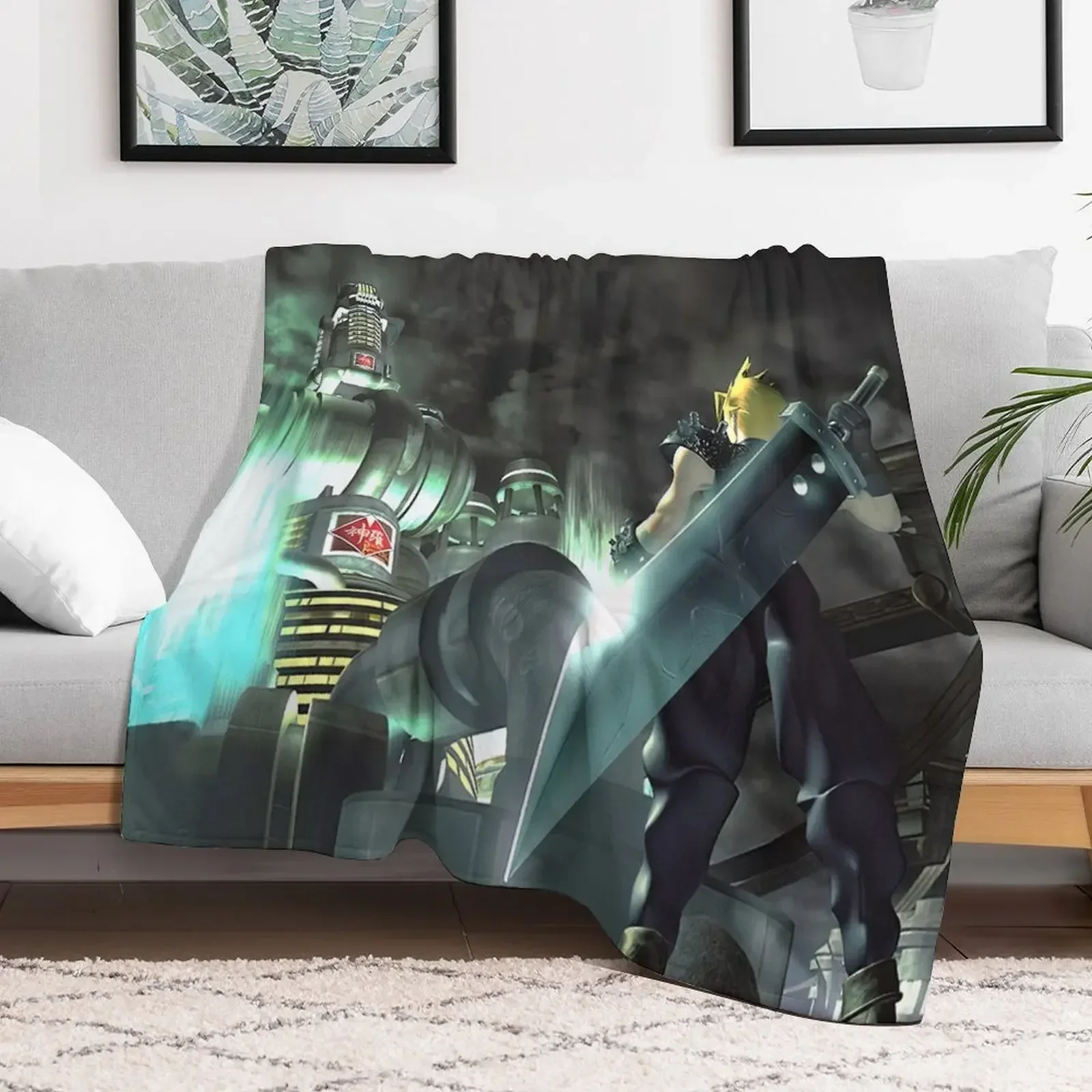 

Cloud Strife [Disc Change] Throw Blanket Heavy Warm for sofa Flannels Blankets Summer Luxury Brand Large for sofa Blankets