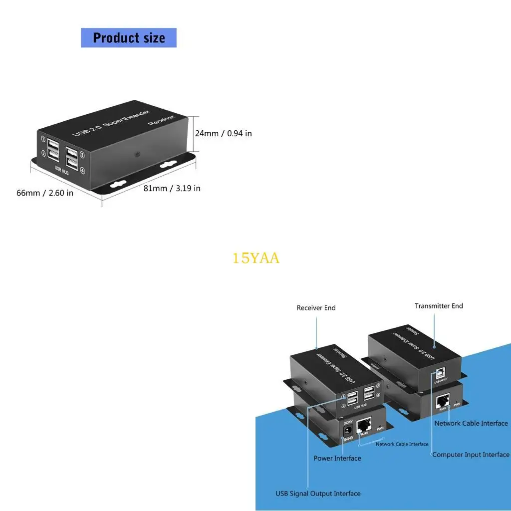

15YA Industrial USB2.0 Extender с использованием конструкции соединения RJ45 для частых
