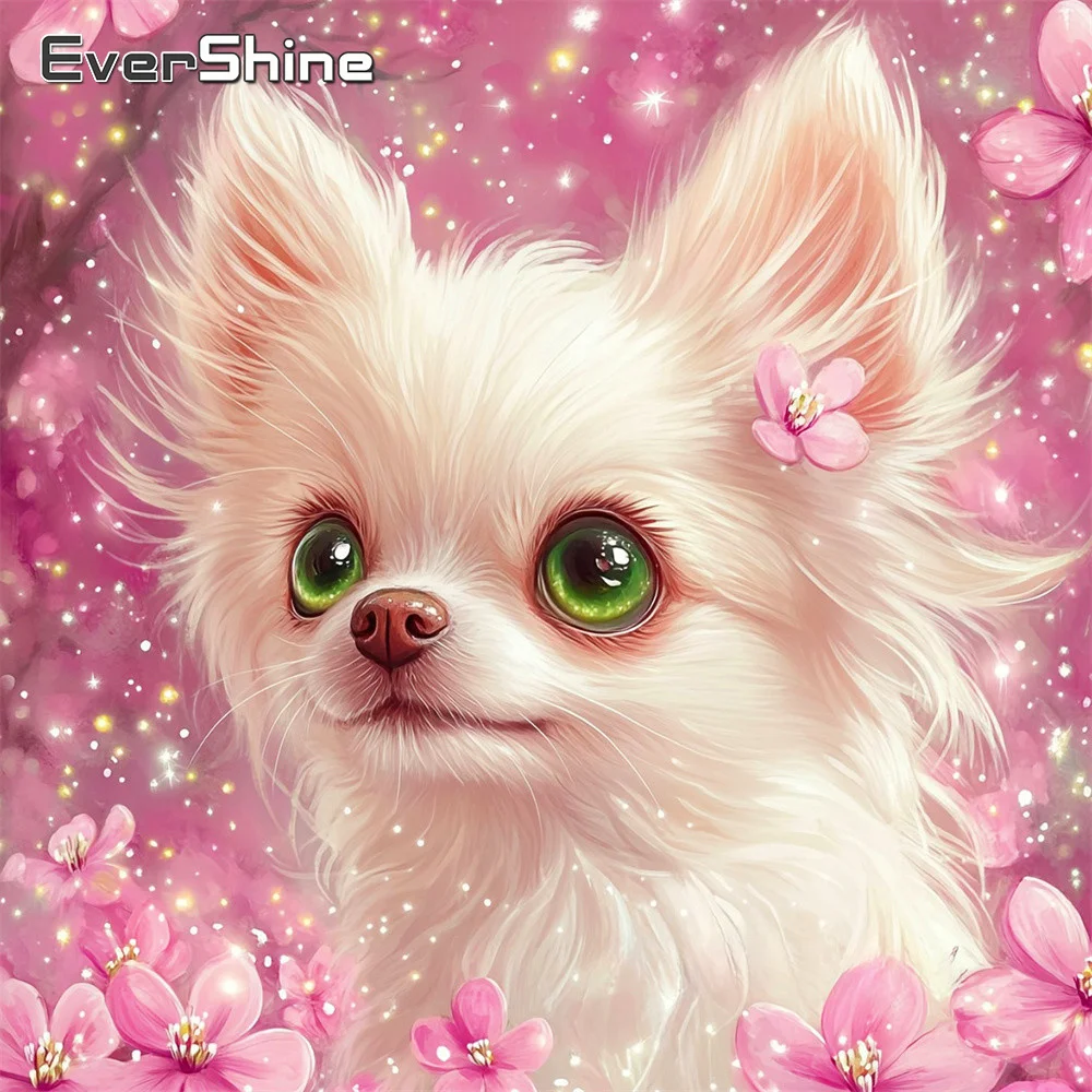 Evershine Diamant-Gemälde mit Hund, quadratisch, DIY-Set, Mosaik, Tierbild aus Strass, Stickerei, Blume, Kindergeschenk