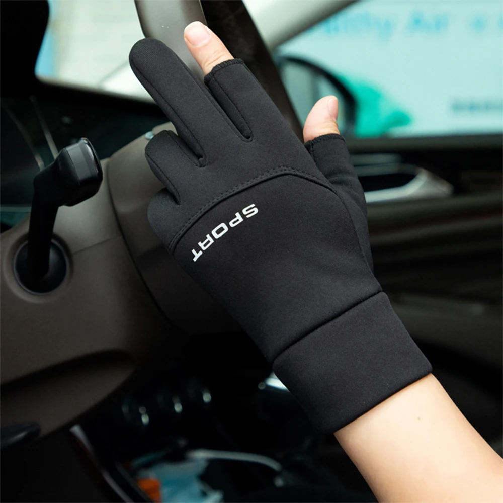 Outdoor Sports Running Glove Windproof Touch Screen Full Finger Gloves for Men Winter Thicken Plush Snowboard Motorcycle Gloves