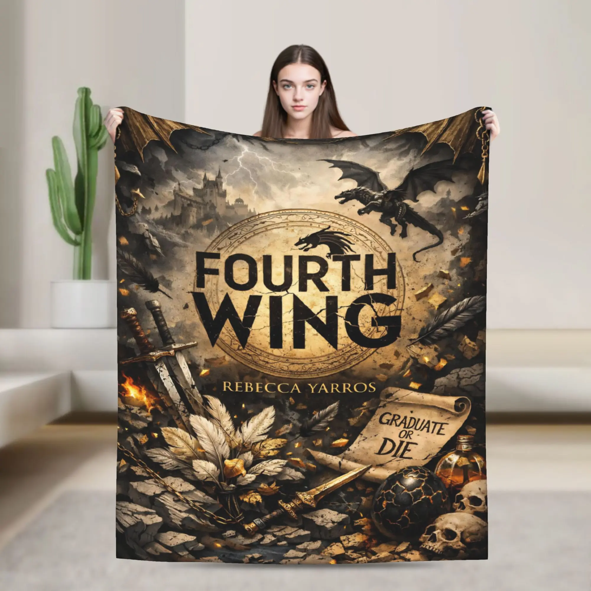 F-Fourth W-Wing Dragon Blanket Lightweight Thin Velvet Cozy Present  Throw Blanket Plush Thin Quilt