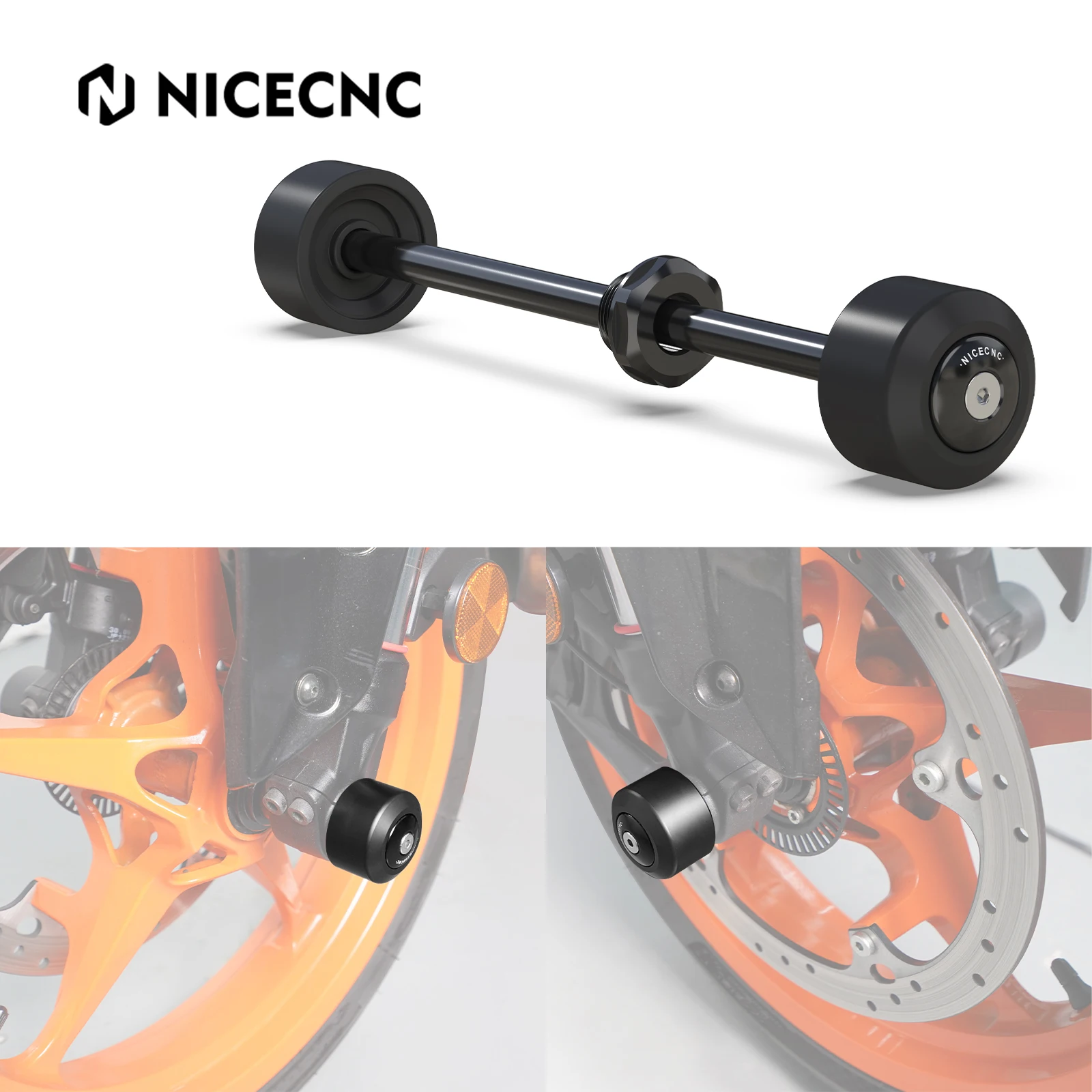

NICECNC Front Axle Slider Wheel Fork Protector Crash Pads For KTM 390 Duke 390 Enduro R 390 SMC R 2025 390 Adventure R