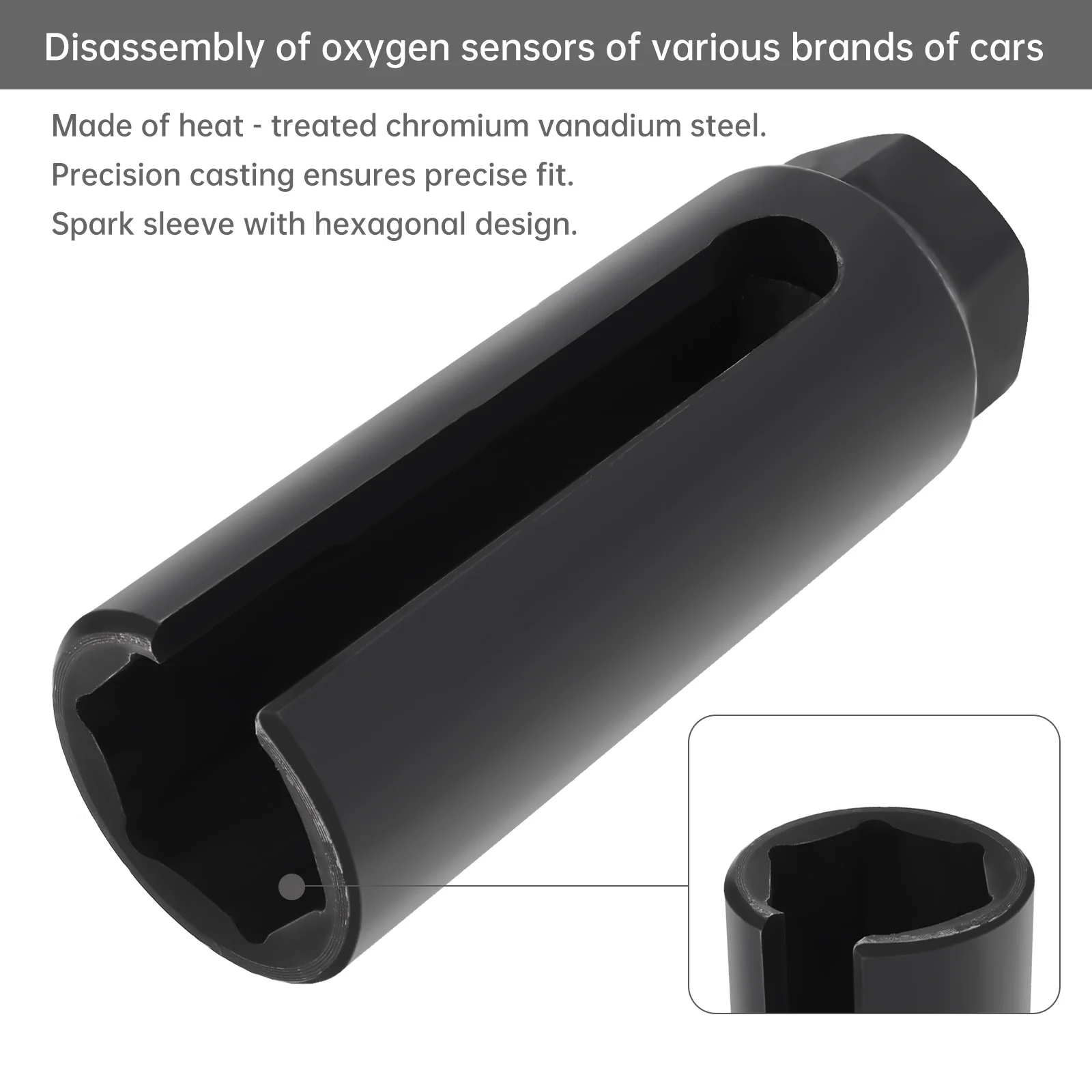 Car Oxygen Sensor Sleeve Chave Soquete, remoção e Instalação Tool for Most Cars, Repair Kit, 6 Point Drive, 1,2 ", 7,8"