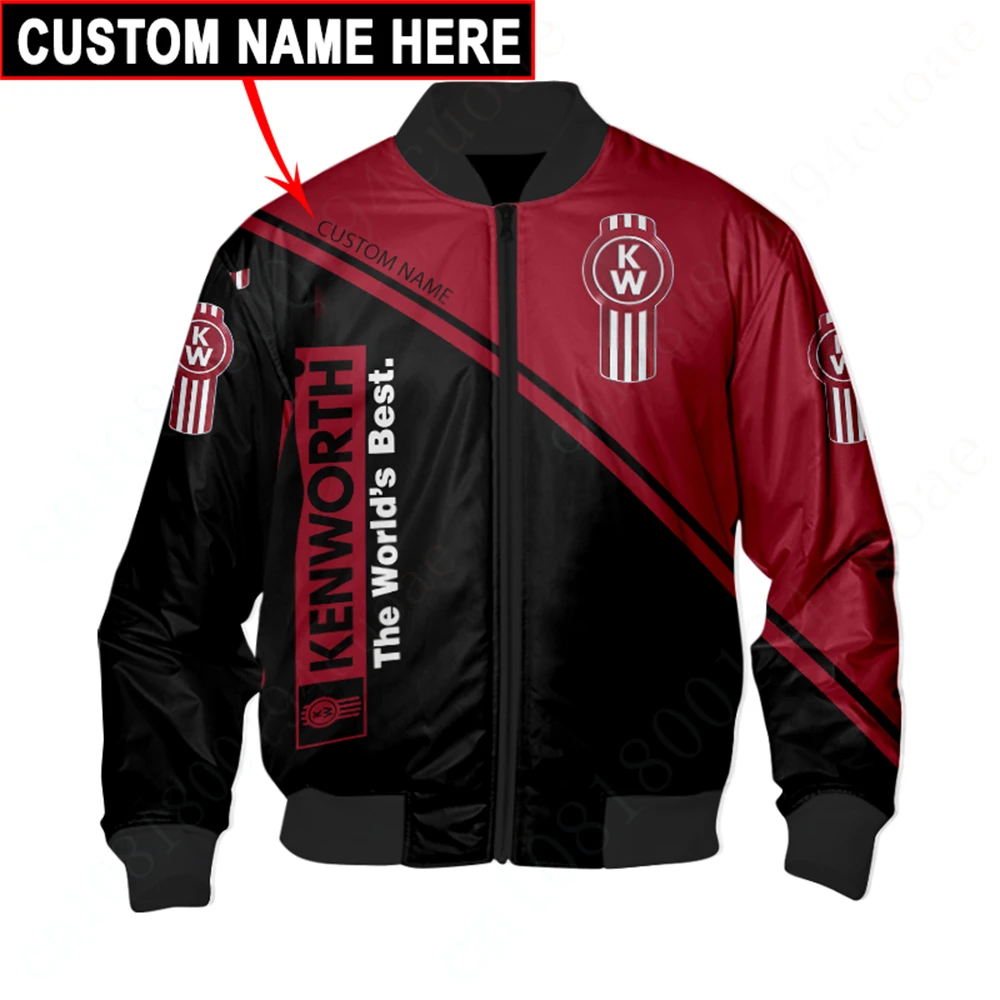 Kenworth Windbreaker Harajuku Parkas Bomber Jacket Thick Coats Jackets For Men\'s Clothing Techwear Baseball Uniform Heavy Jacket